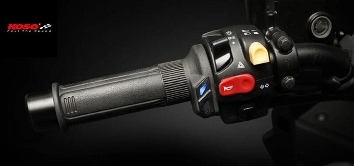 KOSO HG 13 Heizgriffe 7/8 Zoll + 1 Zoll L=120mm (HG-13 mit integriertem Schalter) - schwarz