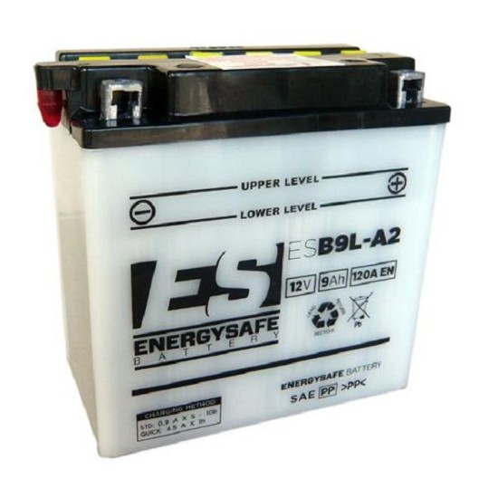 Batterie ENERGYSAFE ESB9L-A2 (CP) mit Säurepack 12V/9AH (10 Std.) [135x75x139] CCA=120A (2 Jahre Garantie - s. Artikeltext)