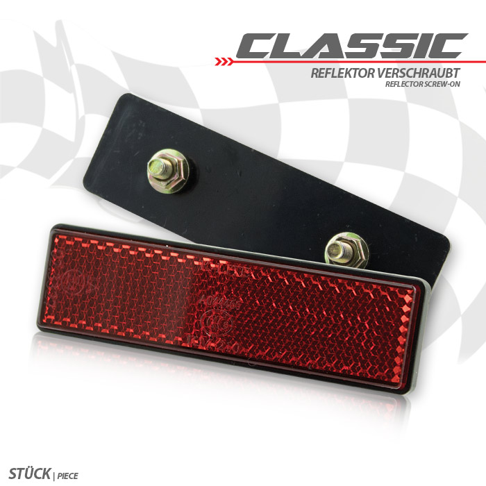Reflektor Classic rechteckig rot mit Rand