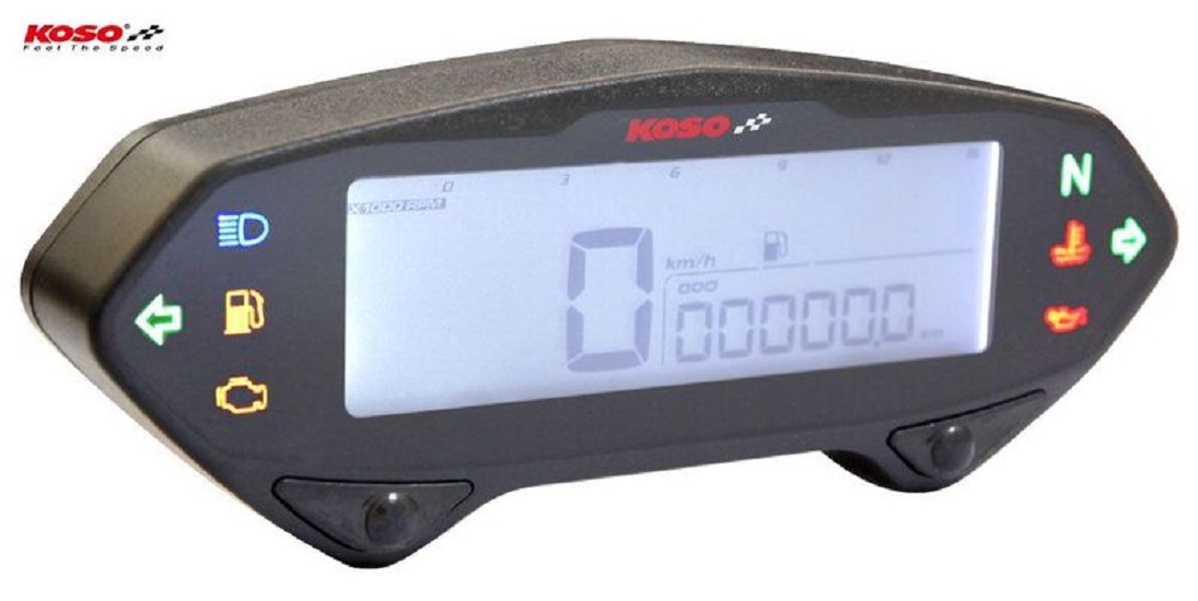 KOSO DB-01RN LCD Multifunktions-Drehzahlmesser schwarz