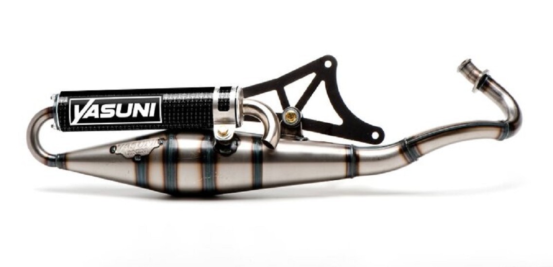YASUNI Scooter Z Komplett Auspuff - Stahl/Carbon Look YASUNI Z Series Komplett Auspuff - passend für Piaggio/Gilera