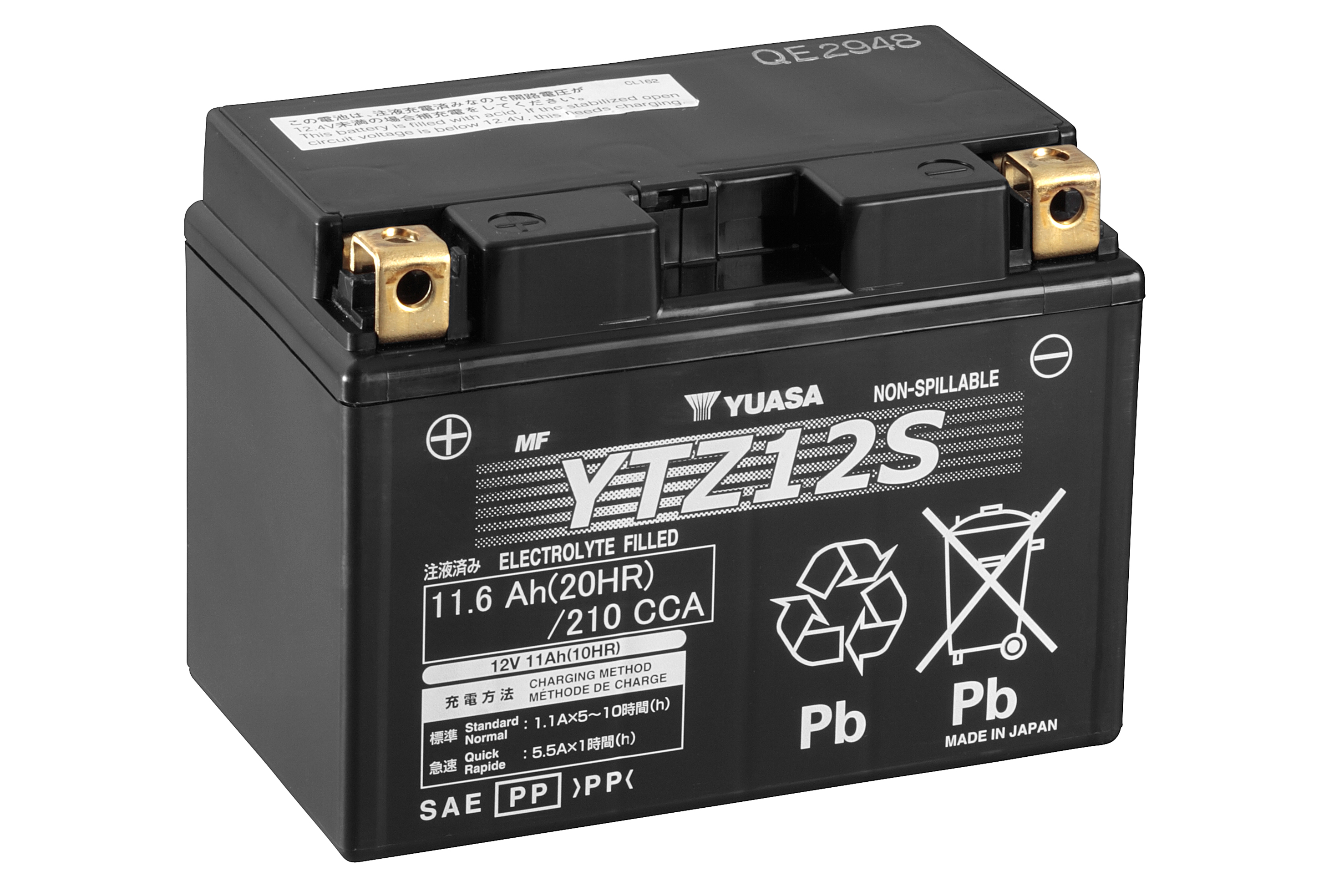 Batterie YUASA YTZ12S (WC) AGM / Gel 12V/11AH (10 Std.) [150x87x110] CCA=210A