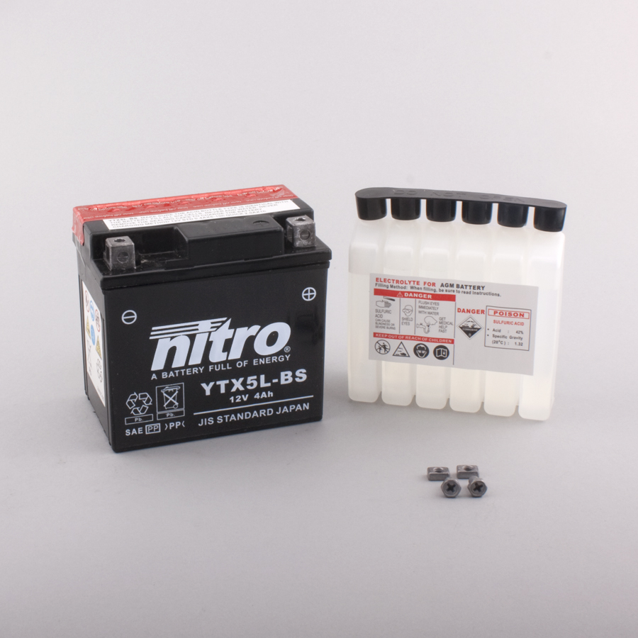 Batterie NITRO NTX5L-BS (CP) mit Säurepack 12V/4Ah [114x71x106] CCA=80A