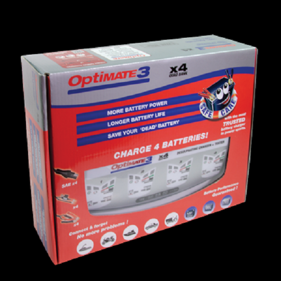 Batterieladegerät OptiMATE 3 Quad Bank 4x 7-stufig, 12V, 0.8A STD/AGM/Gel