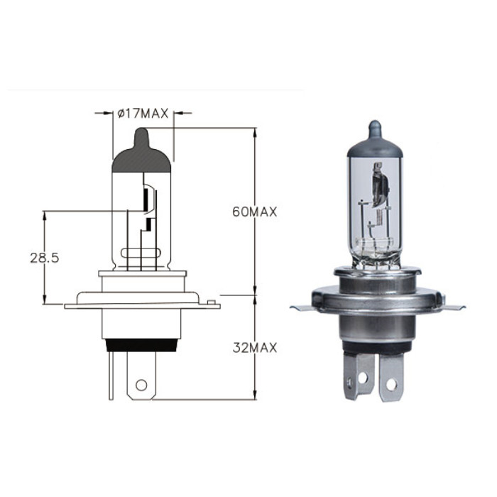 Hauptscheinwerferlampe 12V 60/55W (+ 30%) Hauptscheinwerferlampe 12V 60/55W H4