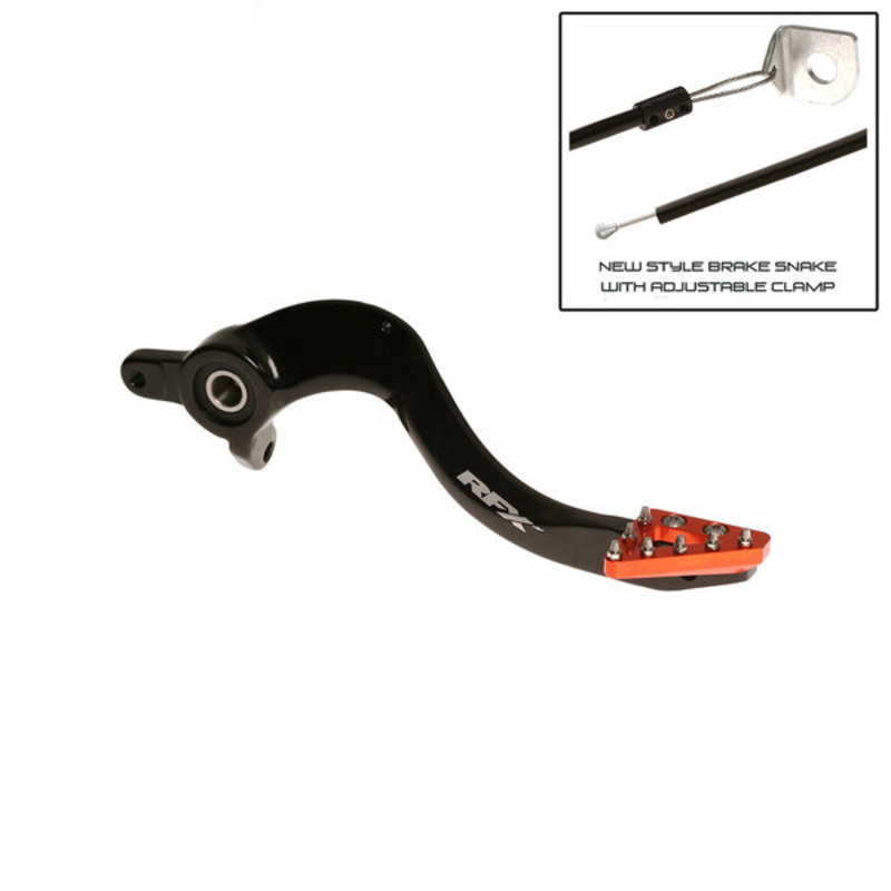 RFX Pro ST Hinterradbremshebel (Hart eloxiert Schwarz/Orange) - passend für KTM SX/SX-F 125-525