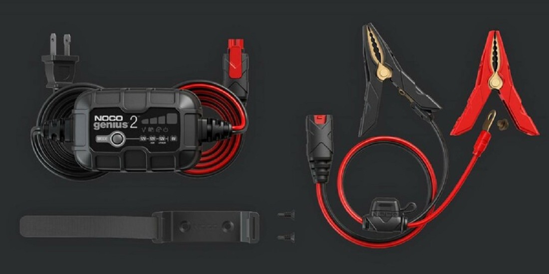 NOCO Genius2 Battery Charger Promotional Pack Smart Battery Charger Clamps with Integrated Eyelets 10+1 Free