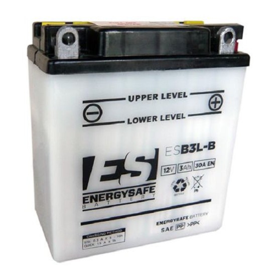 Batterie ENERGYSAFE ESB3L-B (CP) mit Säurepack 12V/3AH (10 Std.) [99x57x111] CCA=30A (2 Jahre Garantie - s. Artikeltext)