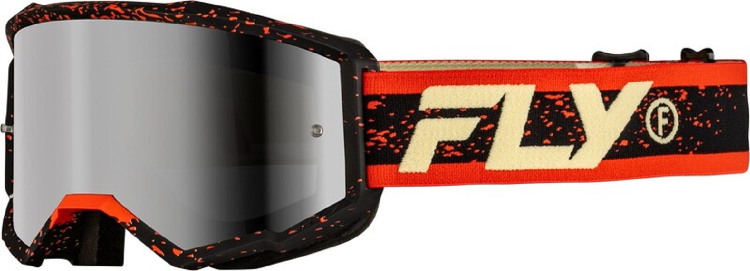 FLY RACING Brille Zone Schwarz/Rot/Cream - Silber verspiegelt/Glas rauchgrau