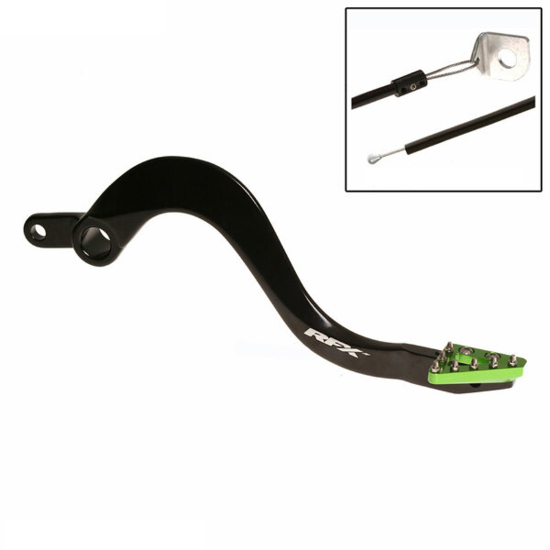 RFX Pro ST Hinterradbremshebel (Schwarz/Grün) - passend für Kawasaki KX125