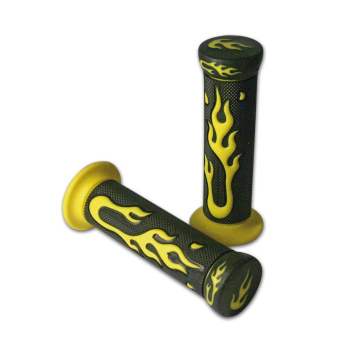 Griffe ATV Gummi Flame, schw.-gelb, geschl, 22mm Griffgummi Flamme 7/8 / 22mm gelb/schwarz