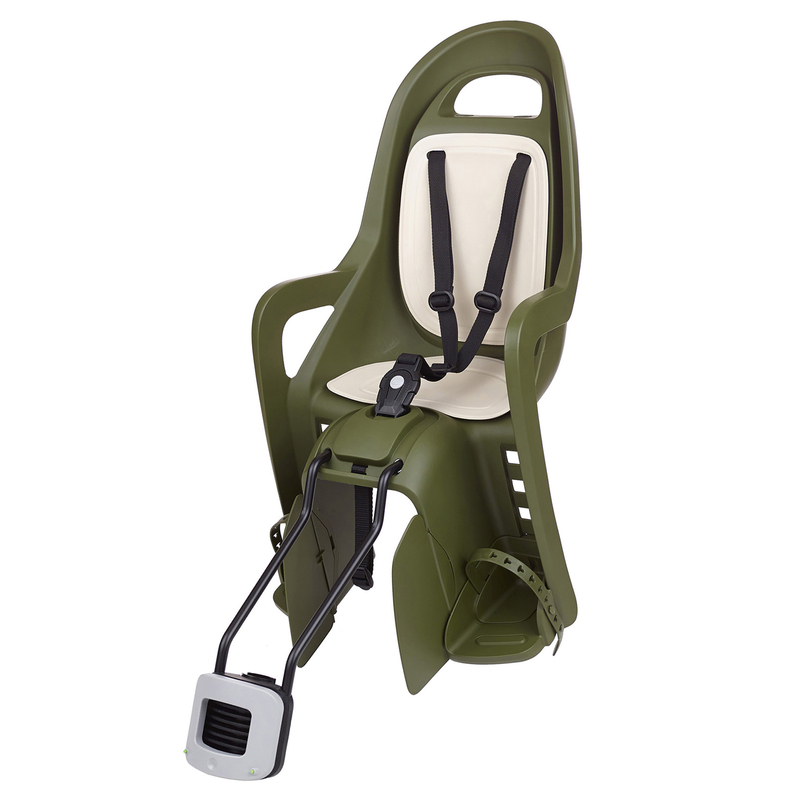 POLISPORT Groovy Maxi FF 29 Rear Child Bike Seat Frame Mounting - Dark Green/Cream POLISPORT Groovy Maxi FF 29 Rear Child Bike Seat Frame Mounting - Dark Green/Cream