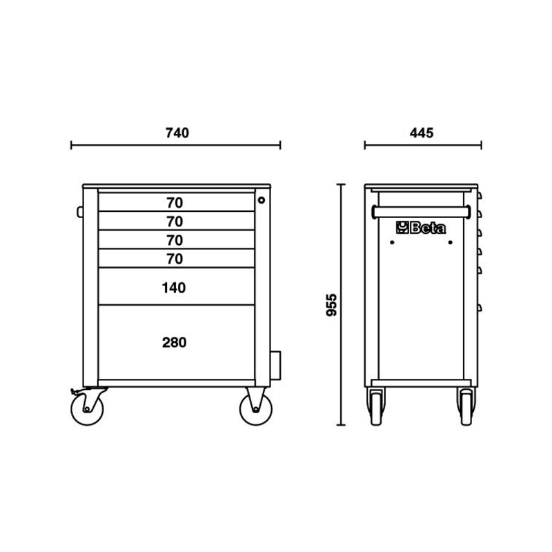 BETA RSC24/6 Mobile Roller Cab 6 Drawers