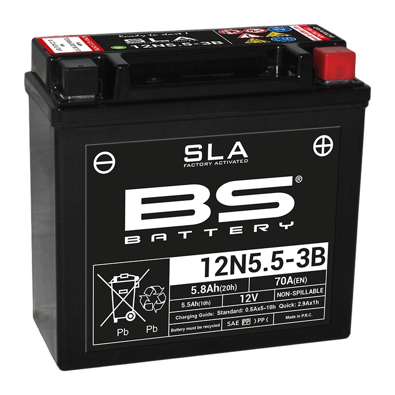 BS BATTERY SLA Wartungsfreie Batterie Werkseitig aktiviert - 12N5.5-3B BS BATTERY SLA Wartungsfreie Batterie Werkseitig aktiviert - 12N5.5-3B
