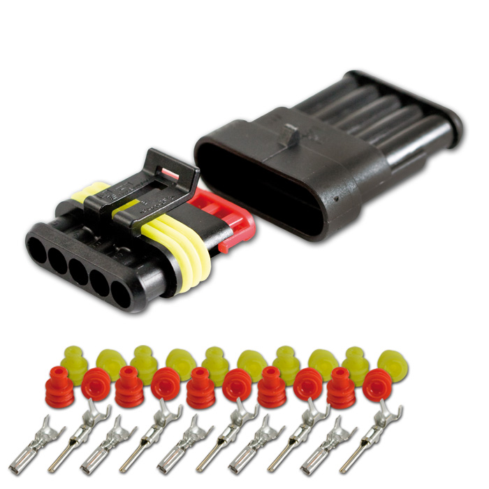 AMP Superseal Gehäuse Set 5-polig 0,75-1,50mm² AMP Superseal Gehäuse Set 5-polig 0,75-1,50mm²