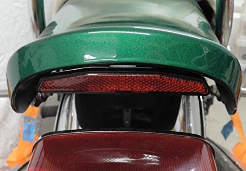 Rückstrahler mit gebogenem Halter, Universal Katzenauge Reflektor + E-Zeichen Chopper, Bobber, Harley, Motorrad