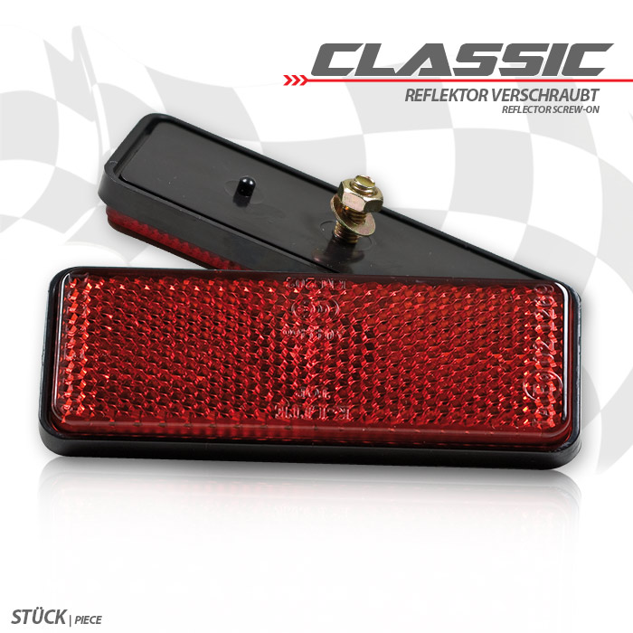 Reflektor Classic rechteckig rot mit Rand