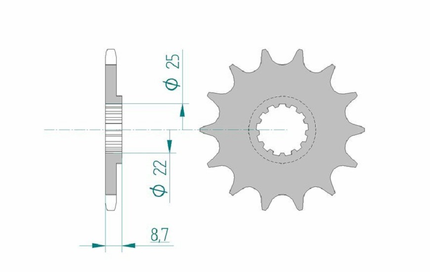 AFAM Standard Stahlritzel vorne 22505 - 520 AFAM Standard Stahlritzel vorne 22505 - 520