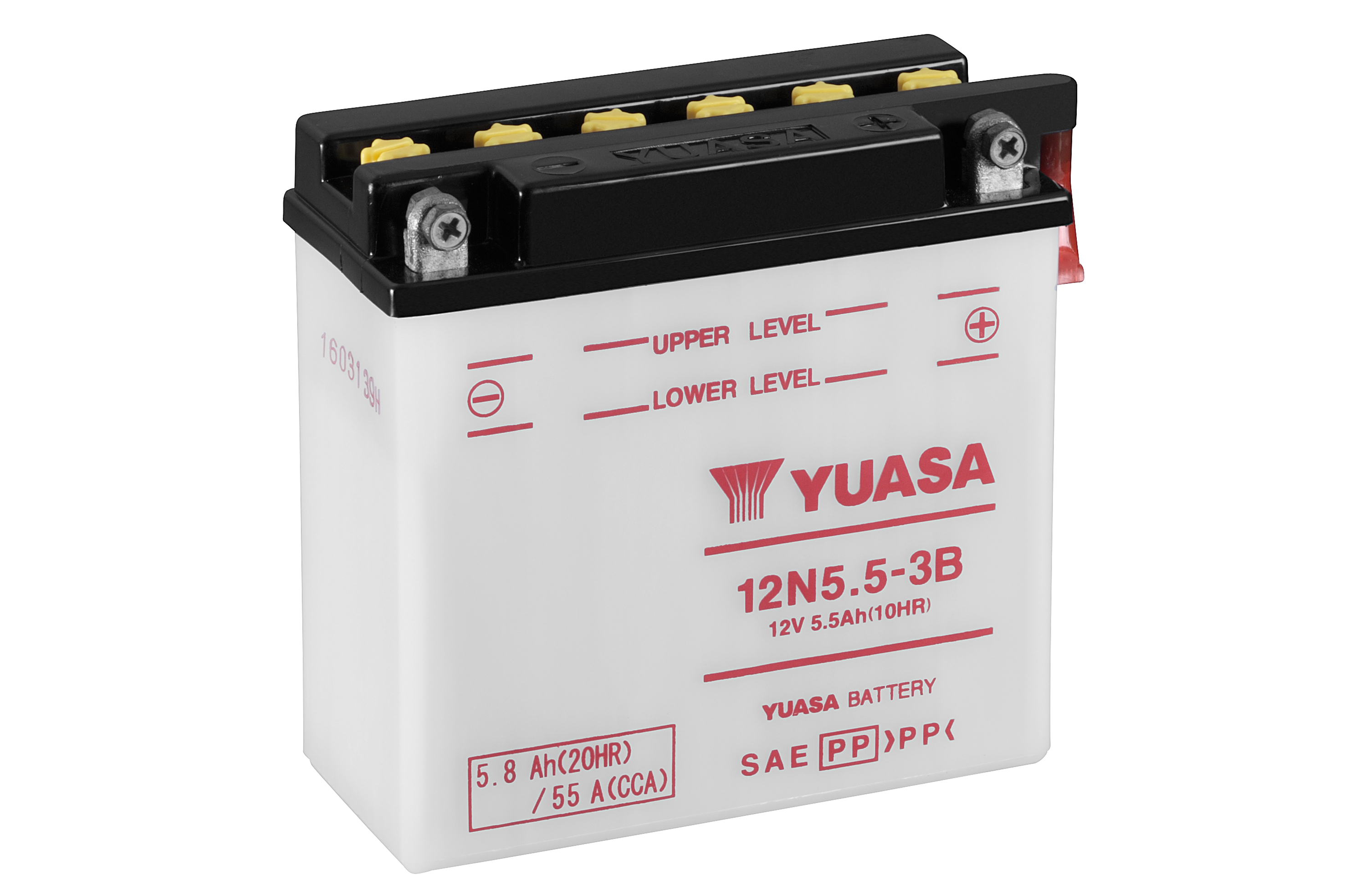 Batterie YUASA 12N5.5-3B (CP) mit Säurepack 12V/5,5AH (10 Std.) [135x60x130] CCA=55A
