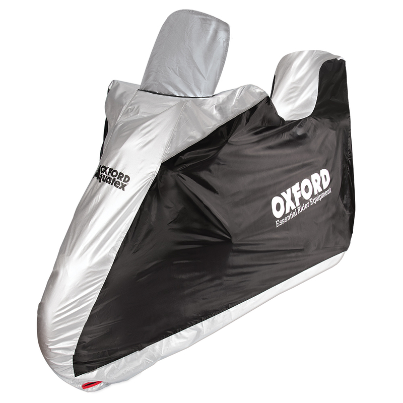OXFORD Indoor / Outdoor Abdeckplane Aquatex Schwarz/Silber - Scooter - mit Topcase und Windscreen - S