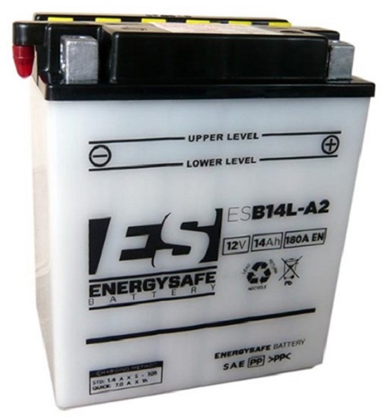 Batterie ENERGYSAFE ESB14L-A2 (CP) mit Säurepack 12V/14AH (10 Std.) [134x89x166] CCA=180A (2 Jahre Garantie - s. Artikeltext)