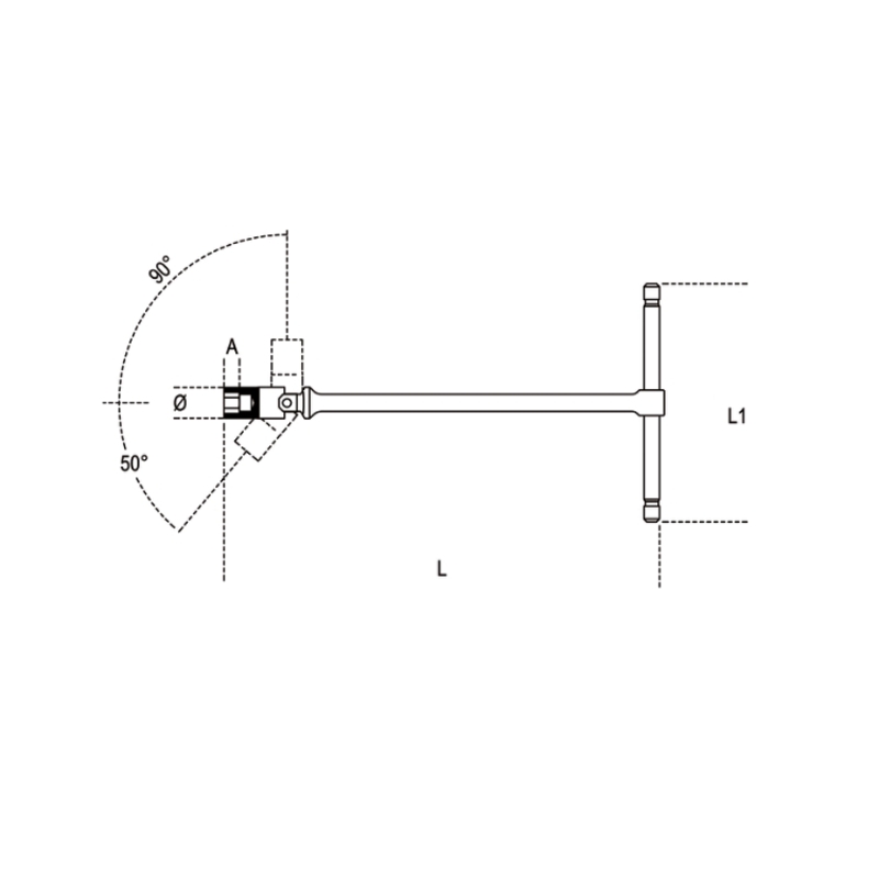 BETA T-Griff-Schlüssel mit schwenkbarem 10-mm-Innensechskant
