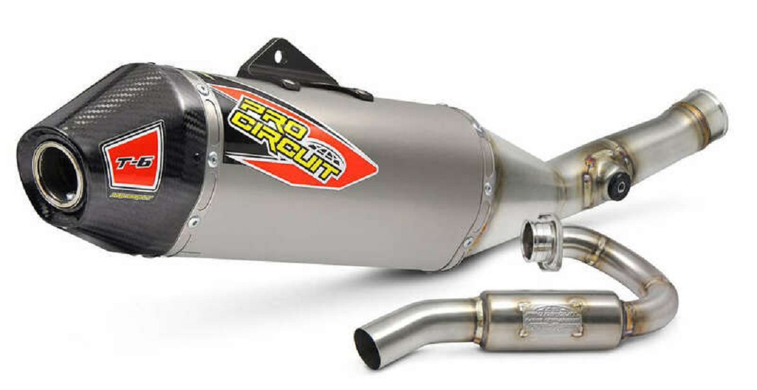 PRO CIRCUIT T-6 komplette Auspuffanlage - Chrom Stahl passend für Kawasaki KXF PRO CIRCUIT T-6 komplette Auspuffanlage - Titan passend für Kawasaki KX450F