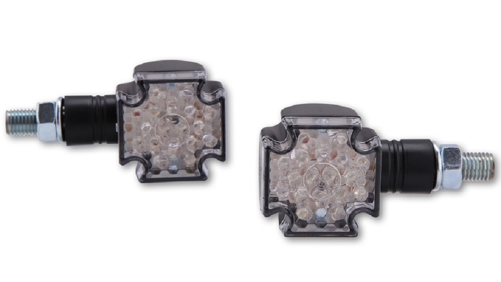 SHIN YO LED-Mini-Blinker Cross Schwarz kurzer Stiel