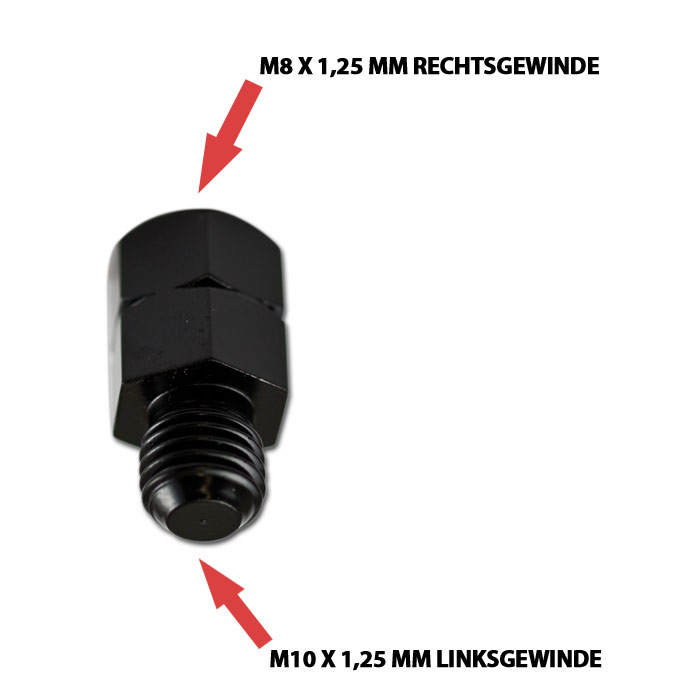 Spiegeladapter M8-R IN / M10-L OUT Spiegeladapter M8-R IN / M10-L OUT