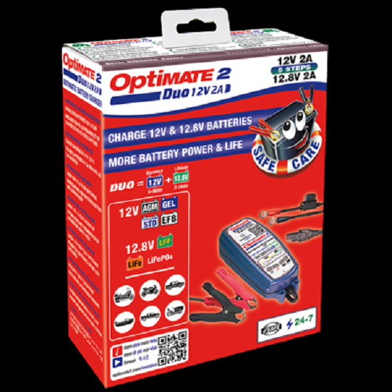 Batterieladegerät OptiMATE 2 Duo 5-stufig, 12V/12.8V/13.2V, 0.8A STD/AGM/Gel/Lithiu