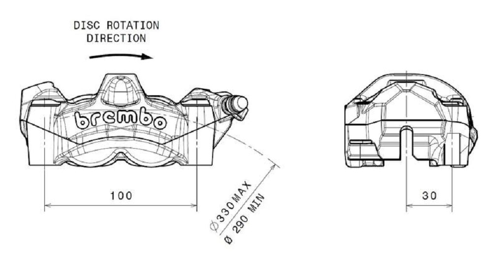 BREMBO M50 Bremssattel vorne links Titan Ø30mm BREMBO M50 Bremssattel vorne links Titan Ø30mm