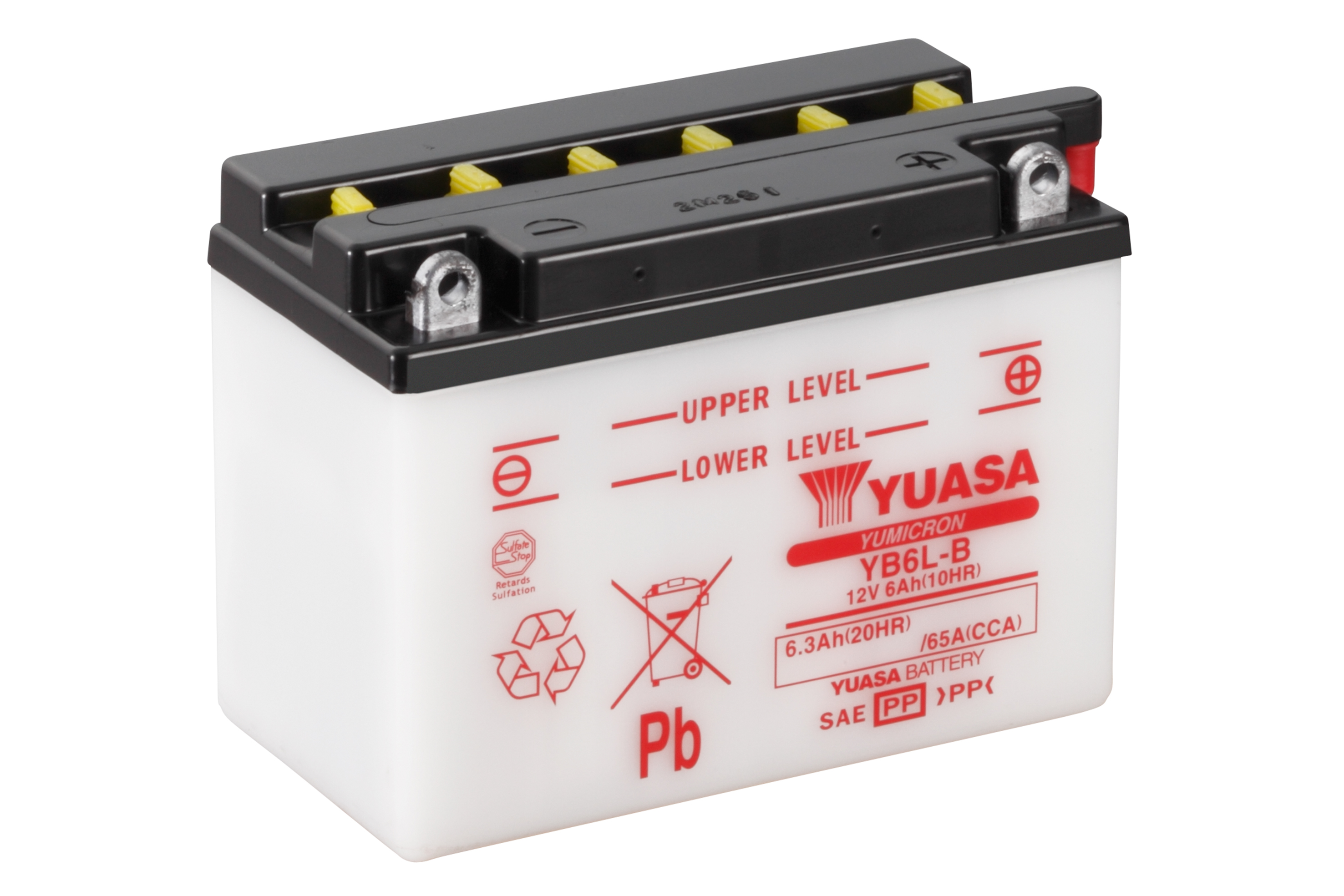Batterie YUASA YB6L-B (DC) ohne Säure 12V/6AH (10 Std.) [138x72,5x100] CCA=65A Säurefüllmenge 400 ml