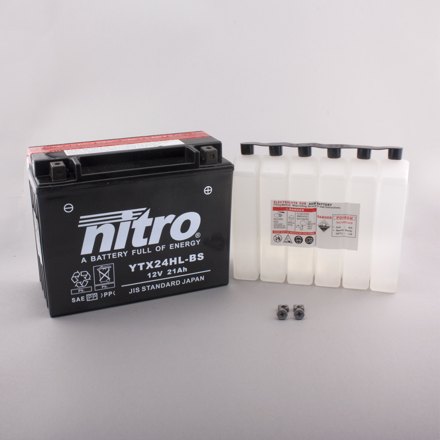 Batterie NITRO NTX24HL-BS (CP) HP mit Säurepack 12V/21Ah [205x87x162] CCA=350A