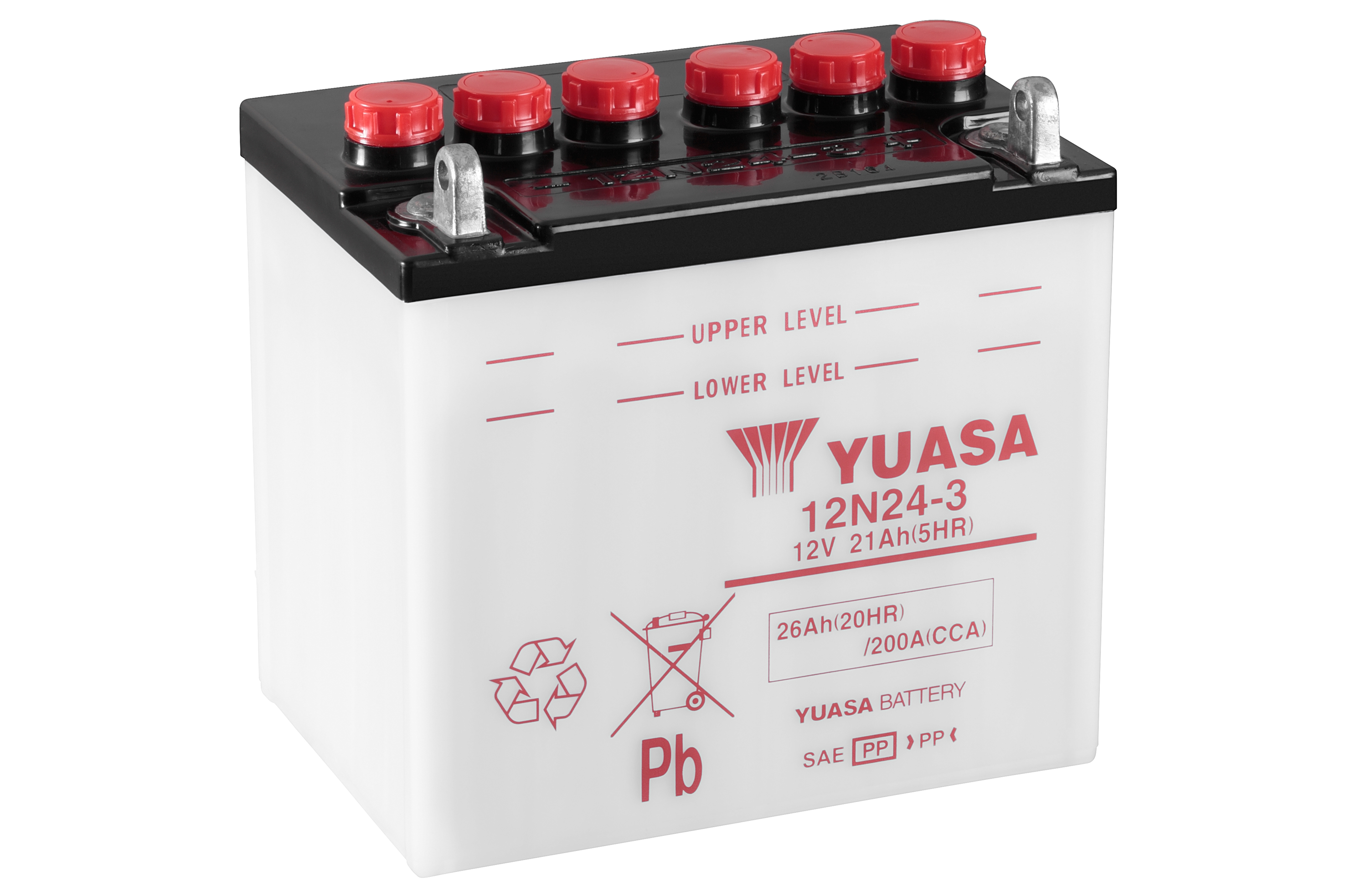 Batterie YUASA 12N24-3 (DC) ohne Säure 12V/24AH (10 Std.) [184x124x175] CCA=200A Säurefüllmenge 1800 ml