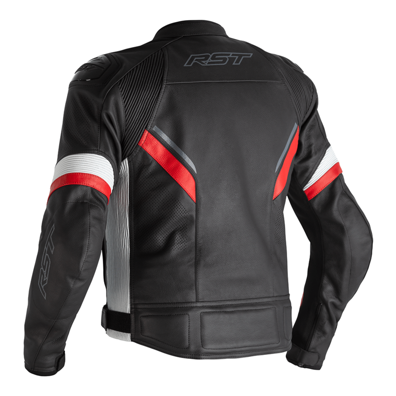 RST Sabre CE Leather Jacket - Black/White/Red Size L
