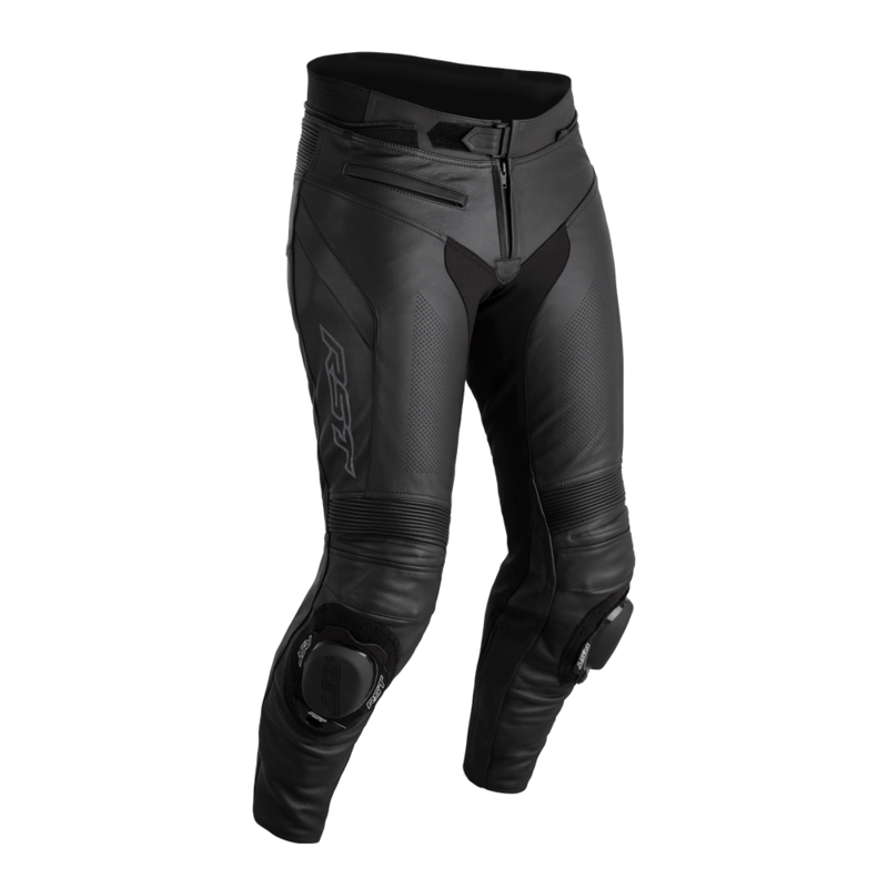 RST Sabre CE Leder Pants - Schwarz/Schwarz Größe 4XL Kurze Hosenbeine RST Sabre CE Leder Pants - Schwarz/Schwarz Größe 4XL Kurze Hosenbeine