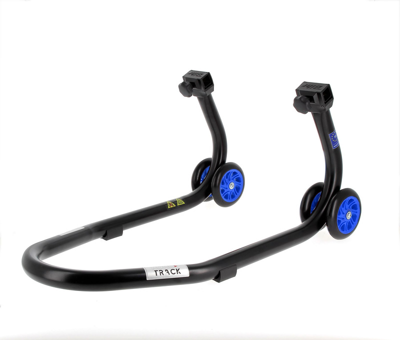 BIHR Home Track Montageständer vorne mattschwarz Räder blau
