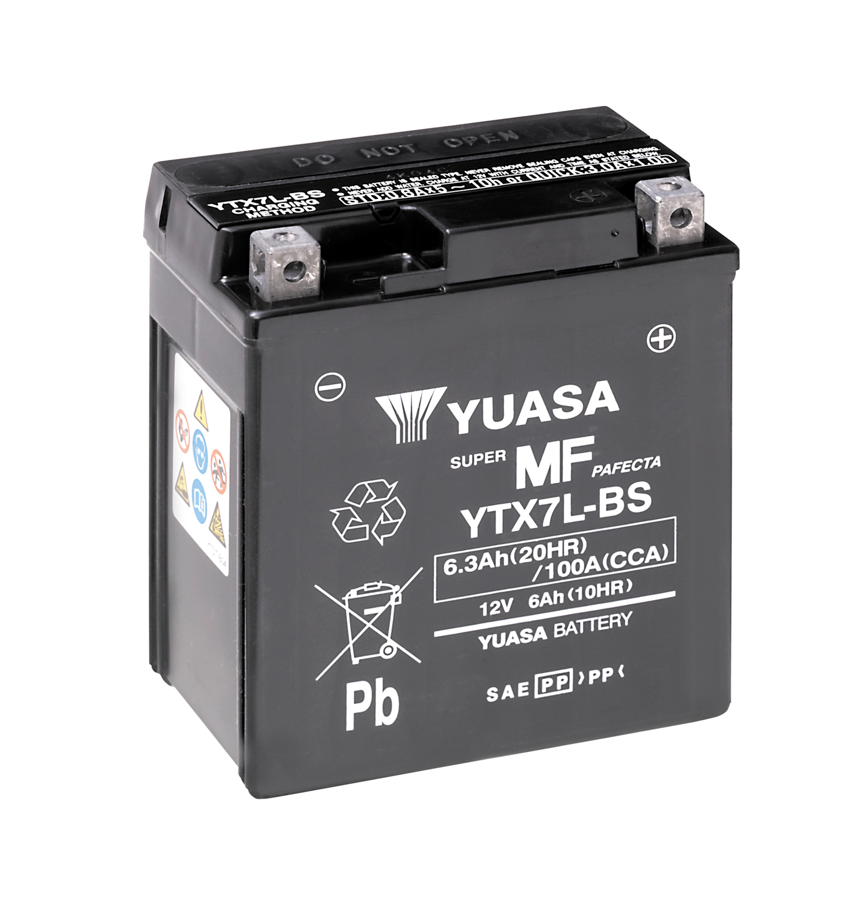 Batterie YUASA YTX7L-BS (CP) mit Säurepack 12V/6AH (10 Std.) [115x72x132] CCA=100A
