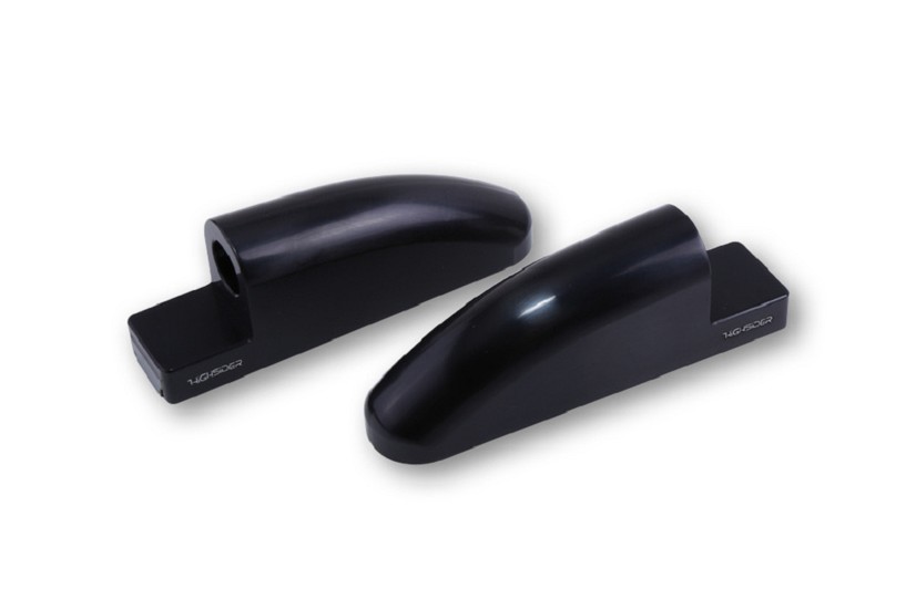 HIGHSIDER CNC Verkleidungsspiegel Adapter FB-1 lang, Schwarz, Set