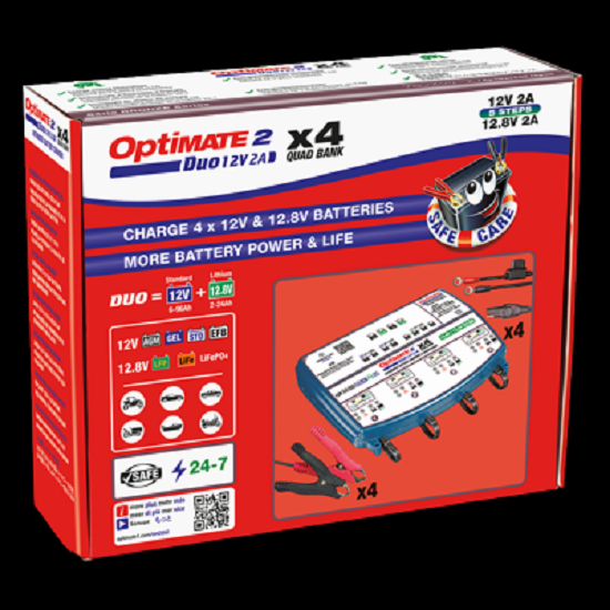 Batterieladegerät OptiMATE 2 Duo 4-Bank 5-stufig, 12V/12.8V/13.2V, 0.8A STD/AGM/Gel/Lithiu