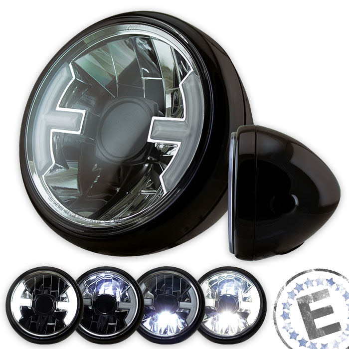 LED-Scheinwerfer HAWK 7 klar schwarz glanz LED-Scheinwerfer HAWK 7 klar schwarz glanz