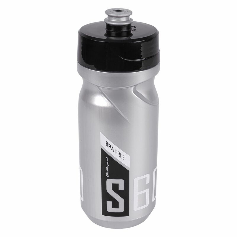 POLISPORT Water Bottle S600 Silver/Black/White Screw-On Cap 600ml