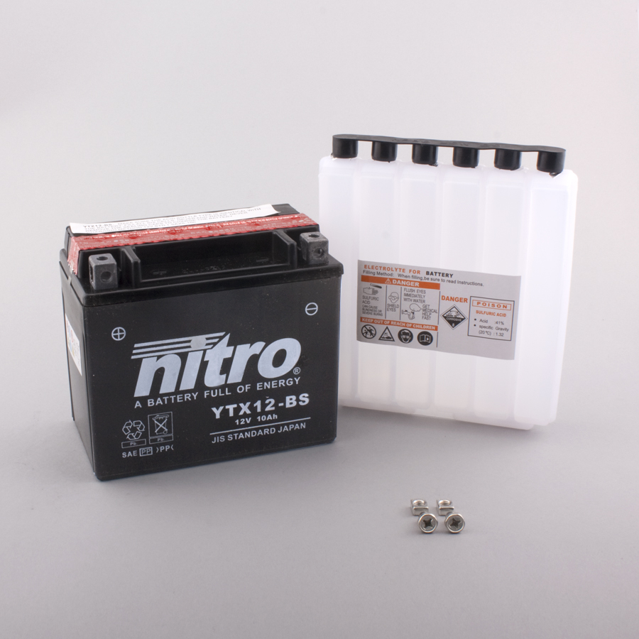 Batterie NITRO NTX12-BS (CP) mit Säurepack 12V/10Ah [150x87x130] CCA=180A