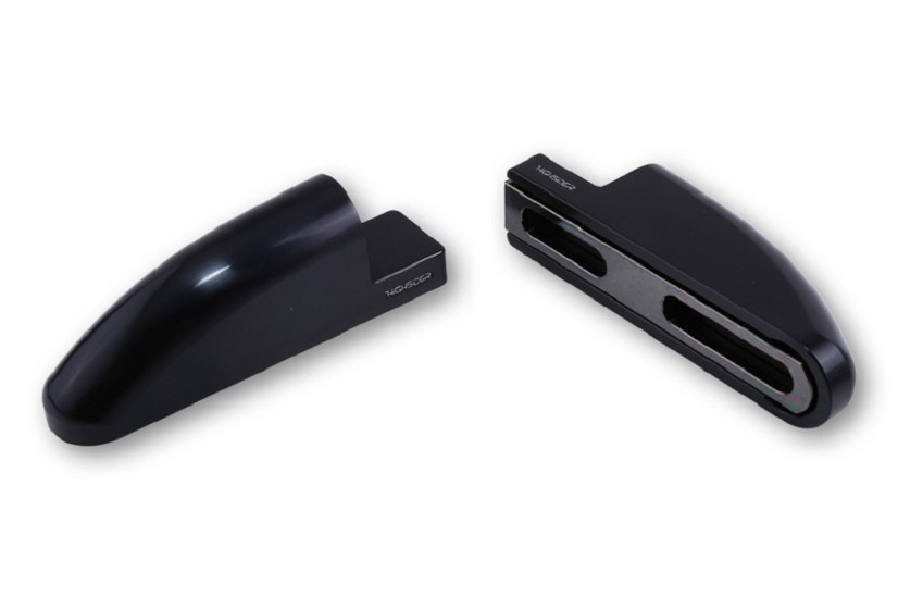 HIGHSIDER CNC Verkleidungsspiegel Adapter FB-1 lang, Schwarz, Set