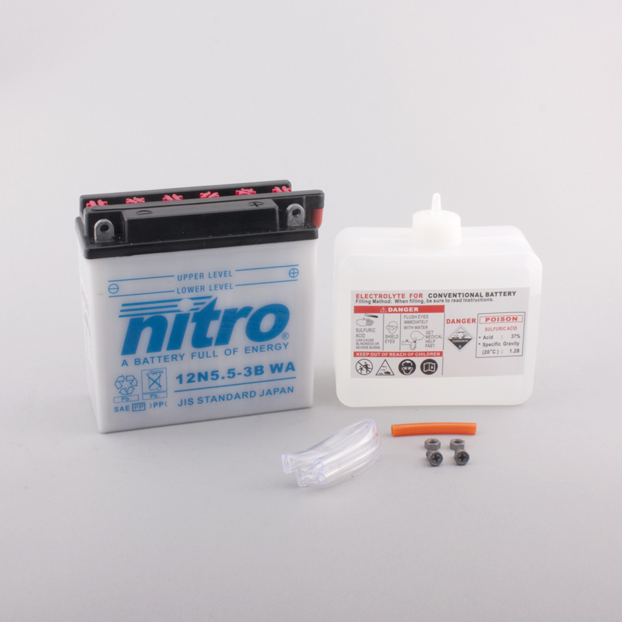 Batterie NITRO 12N5.5-3B (CP) mit Säurepack 12V/5,5Ah [135x60x130] CCA=60A