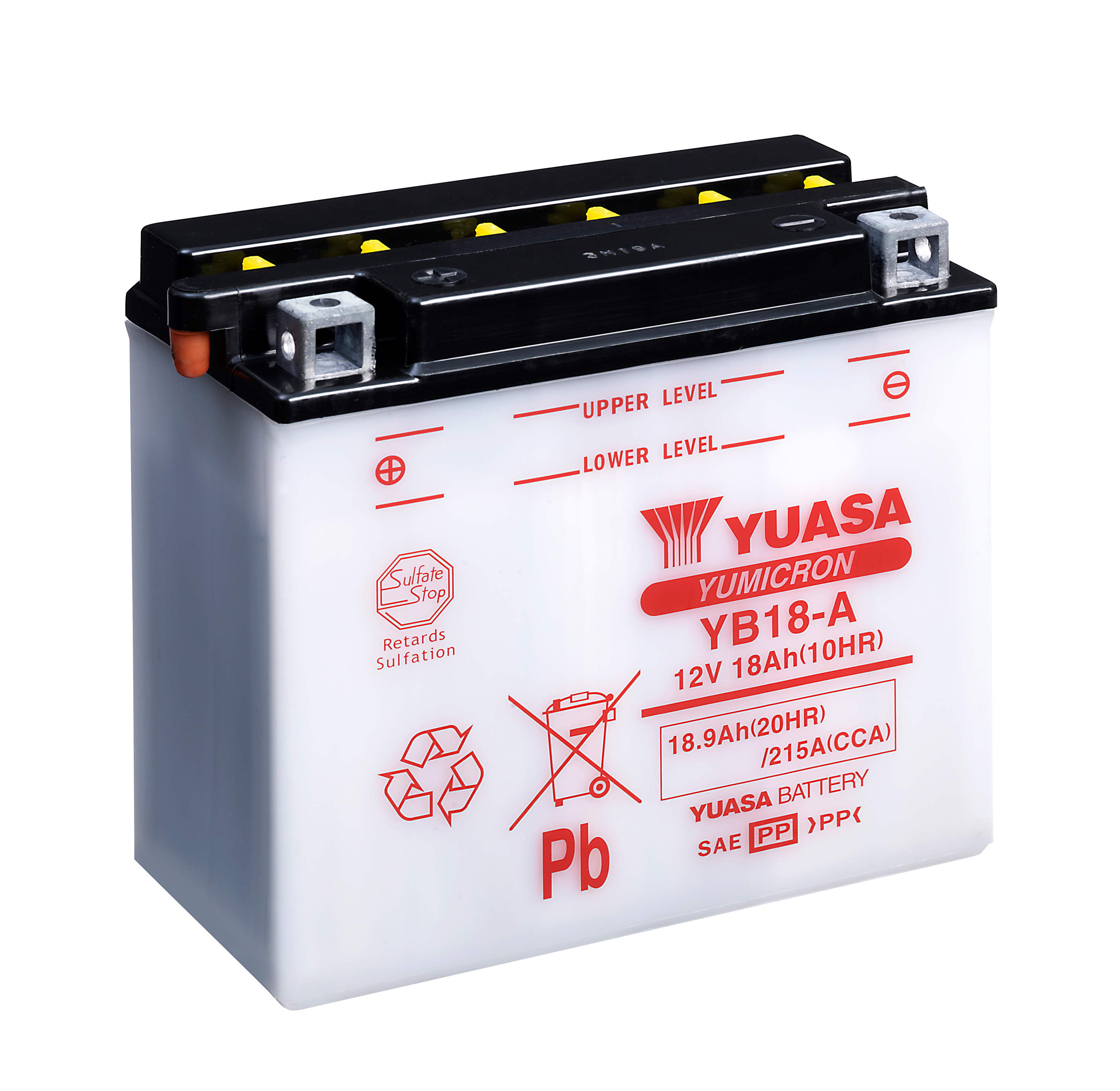 Batterie YUASA YB18-A (DC) ohne Säure 12V/18AH (10 Std.) [180x90x162] CCA=215A Säurefüllmenge 1200 ml