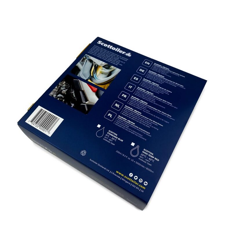 SCOTTOILER vSystem Kettenöler Universal Edition + Biologisch abbaubares grünes Schmiermittel