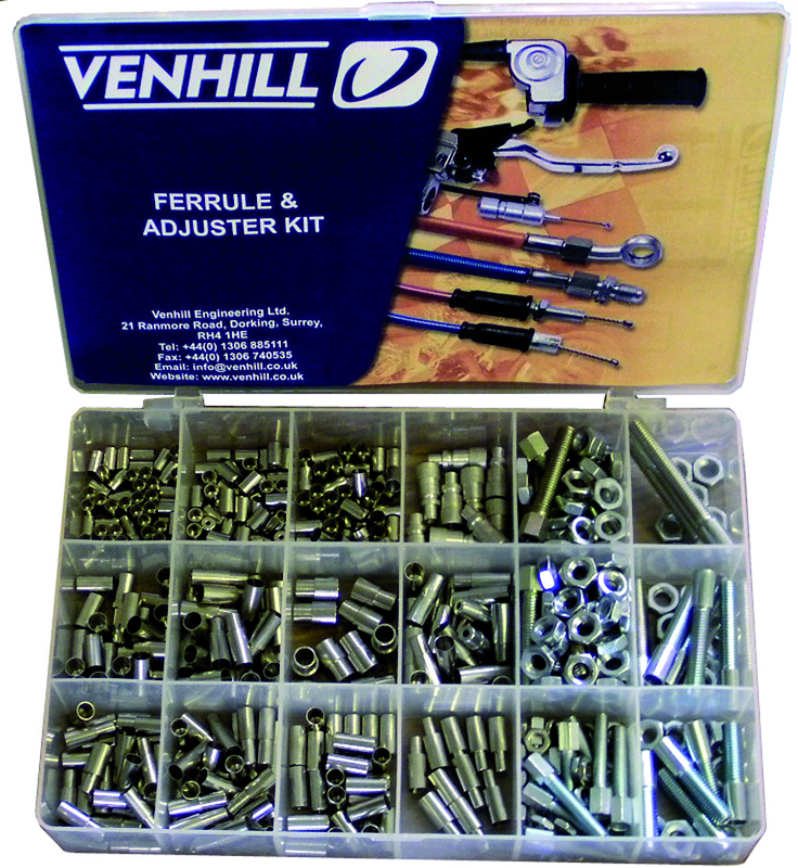 VENHILL Zugeinsteller Seilzuganschläge - Box 459-teilig mit Bowdenzug-Giummiprotektoren VENHILL Zugeinsteller Seilzuganschläge - Box 459-teilig mit Bowdenzug-Giummiprotektoren