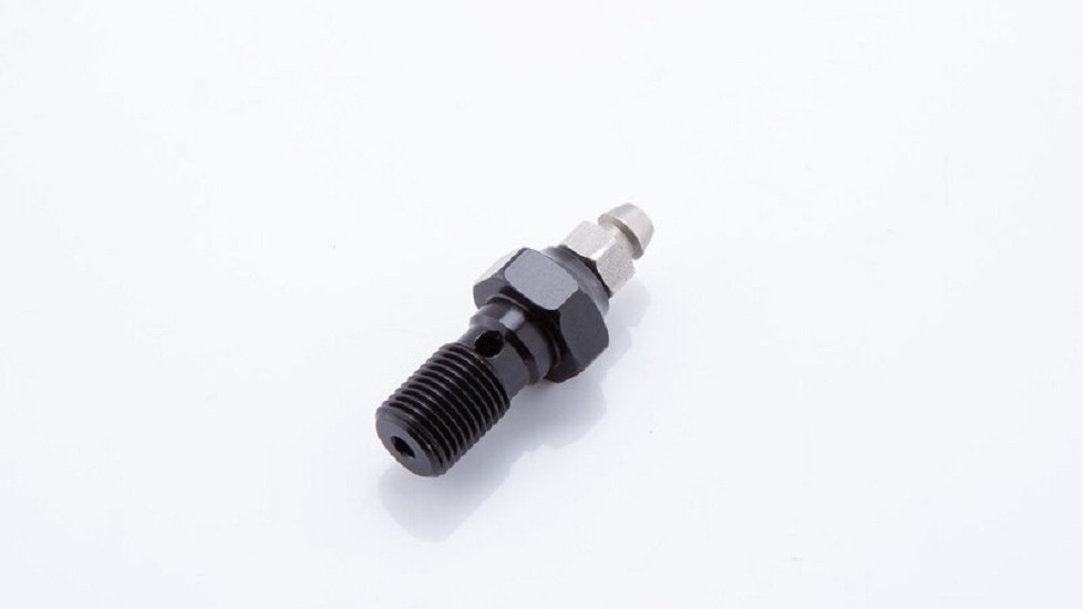 LSL Alu-Hohlschraube M10x1.00, schwarz, mit Entlüfternippel