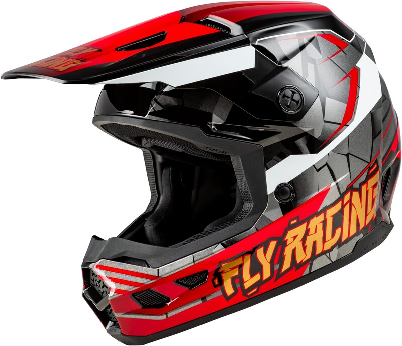 FLY RACING Kinetic Scorched Jugend Helm - Rot/Schwarz/Weiß
